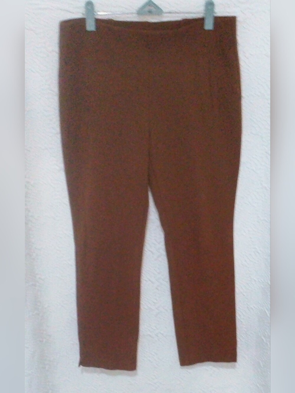 Chico's Brigitte Chocolate Brown Pull On Slim Ankle Pants Side Slit Size 0.5